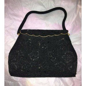 VTG 1950s Bugle seed Beaded Evening Purse Handbag